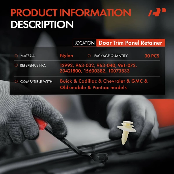 30 Pcs Nylon White Door Trim Panel Retainer A-Premium APRCF2520