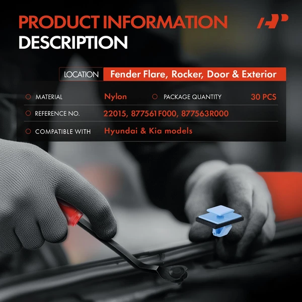 30 Pcs Nylon Blue Fender Flare & Rocker & Door & Exterior Retainer Clip A-Premium APRCF1650