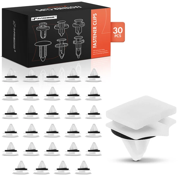 2013-2017 Lincoln MKZ 30 Pcs 9mm Nylon White Rocker Panel & Deck Lid A-Premium APRCF1662