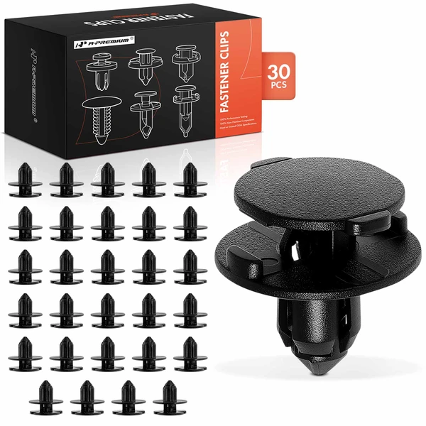 30 Pcs 8mm Nylon Black Push Type Retainer Clip A-Premium APRCF1668