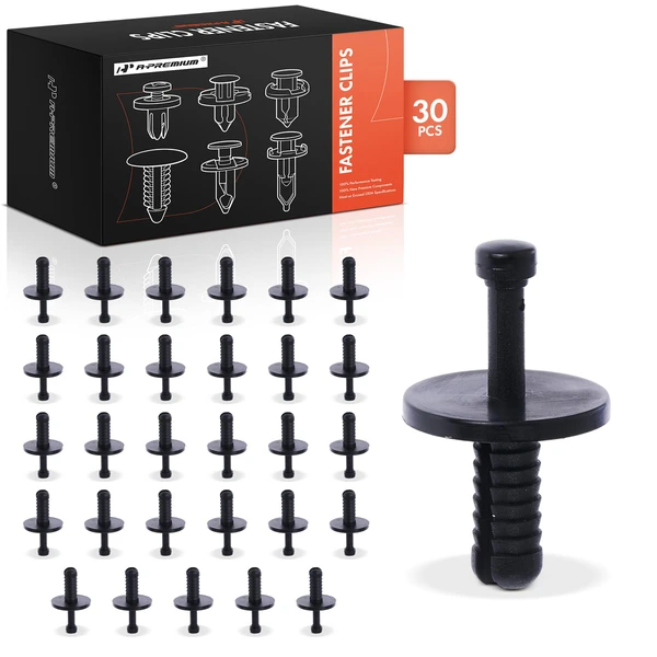 1989-1995 BMW 525i 30 Pcs 6.3mm Nylon Black Interior Trim & Engine Intake Duct Retainer Clip A-Premium APRCF1680