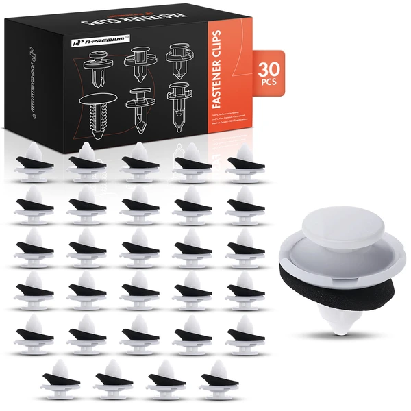 2008-2012 Honda Accord 30 Pcs 8.5mm Nylon White Rocker & Pillars & Spoiler & Garnish & Exterior Trim A-Premium APRCF1698