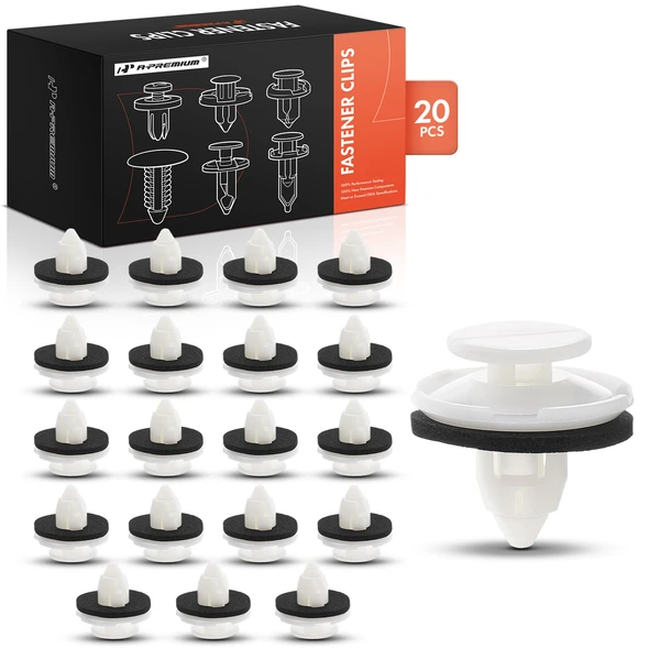 2014-2020 Acura MDX 20 Pcs 8.5mm Nylon White Rocker & Pillars Garnish & Exterior Trim Retainer Clip A-Premium APRCF1700