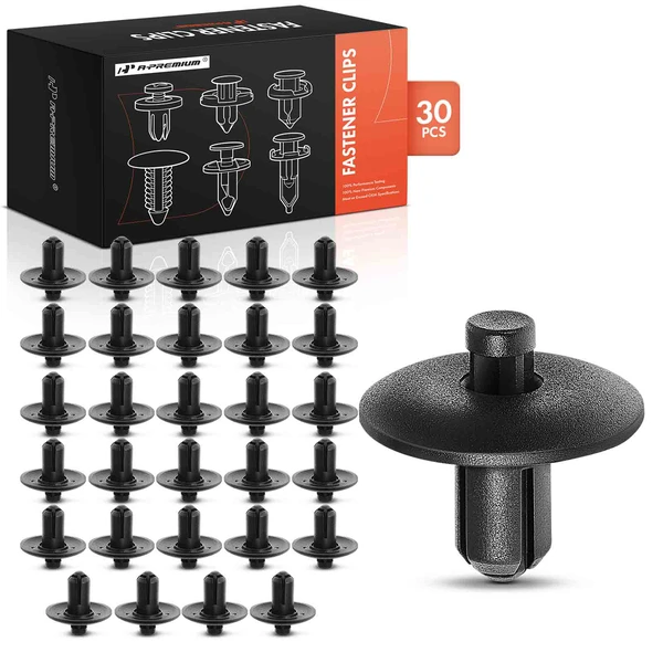 2009-2016 Audi A4 Quattro 30 Pcs 7.5mm Nylon Black Bumper & Fender & Hood Insulation A-Premium APRCF1746