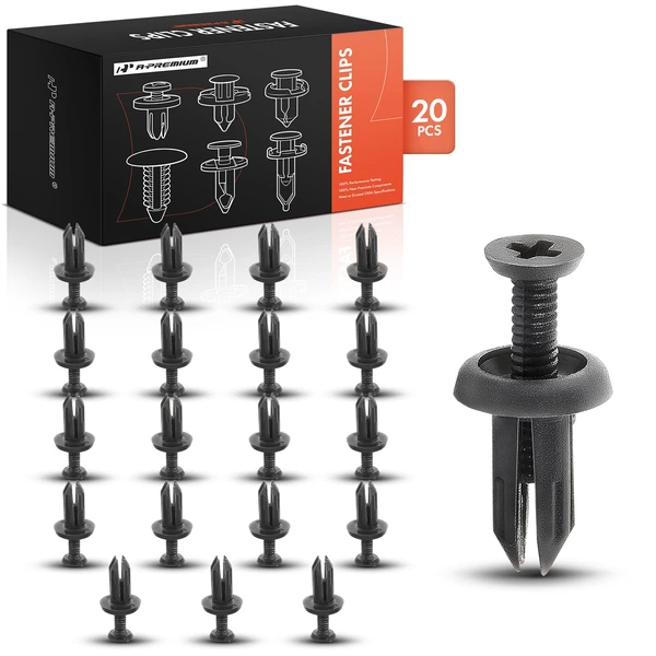 20 Pcs 5mm Nylon Black Front Bumper Fascia Retainer A-Premium APRCF1757