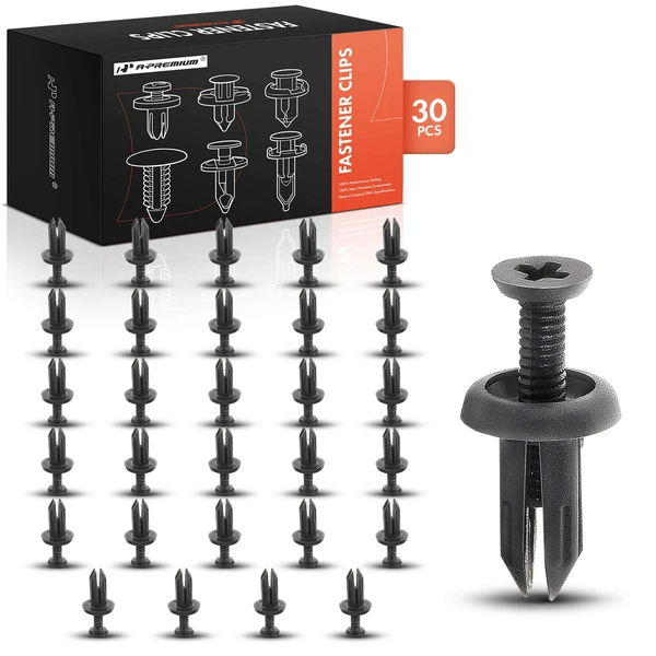 30 Pcs 5mm Nylon Black Front Bumper Fascia Retainer A-Premium APRCF1758