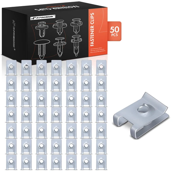 50 Pcs Steel Silver U-Nut A-Premium APRCF1765