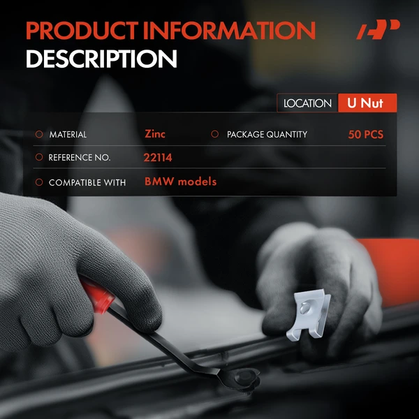 50 Pcs Steel Silver U-Nut A-Premium APRCF1765