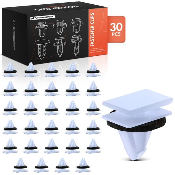 30 Pcs 9mm Nylon White Molding Clip A-Premium APRCF1773