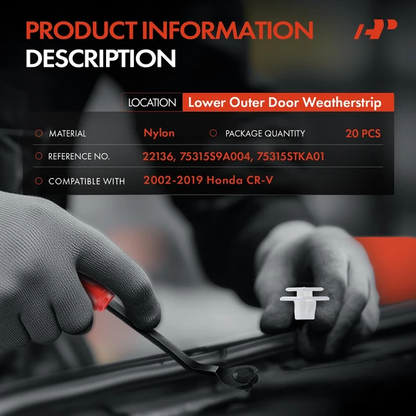 20 Pcs Nylon White Lower Outer Door Weatherstrip A-Premium APRCF1790