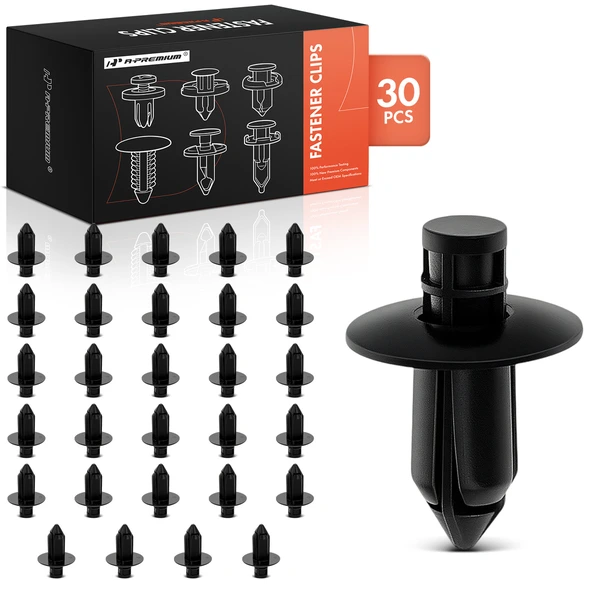 30 Pcs 7mm Nylon Black Front & Rear Bumper A-Premium APRCF1842