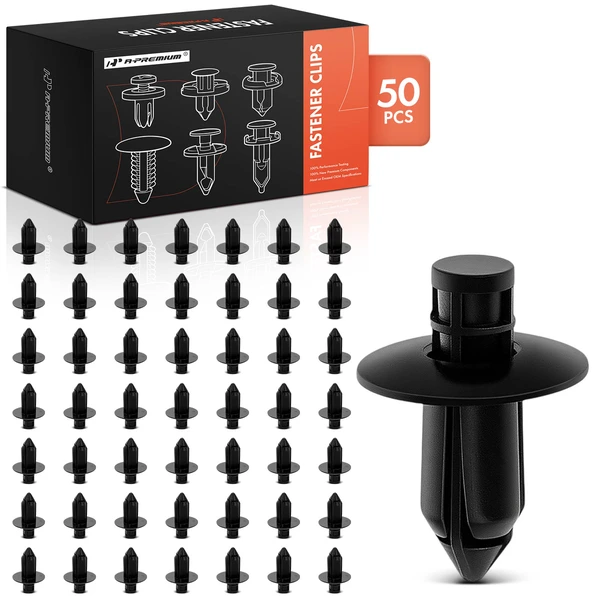 50 Pcs 7mm Nylon Black Front & Rear Bumper A-Premium APRCF1843