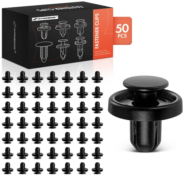 2010-2017 Subaru Impreza 50 Pcs 8mm Nylon Black Front Fender Liner & Engine Cover &Hood & Quarter Panel A-Premium APRCF1855