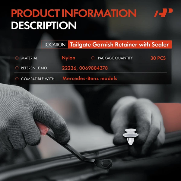 30 Pcs Nylon White Tailgate Garnish Retainer A-Premium APRCF1884