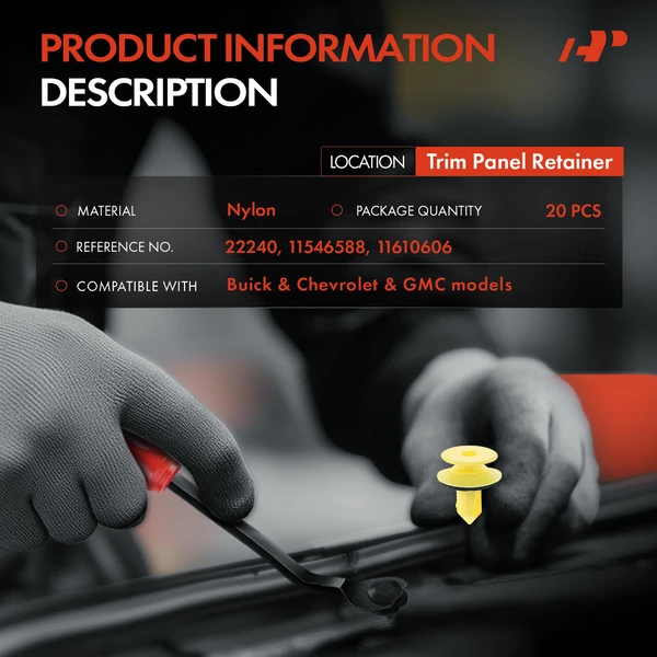 20 Pcs Nylon Yellow Trim Panel Retainer A-Premium APRCF1895