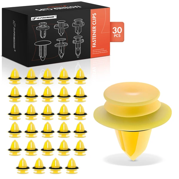 30 Pcs Nylon Yellow Door Garnish Molding Retainer A-Premium APRCF1929