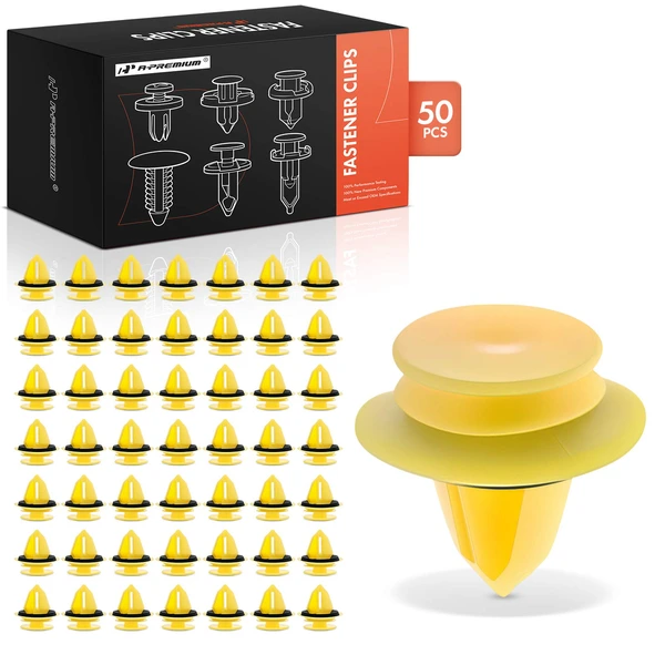 50 Pcs Nylon Yellow Door Garnish Molding Retainer A-Premium APRCF1930