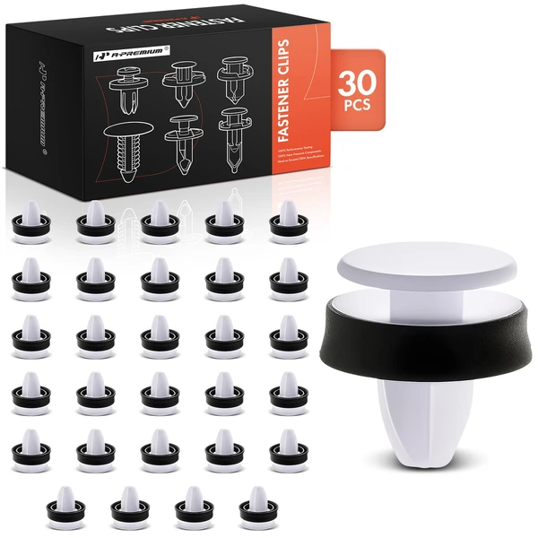 30 Pcs Nylon White Body Side & Wheel Opening Retainer Clips A-Premium APRCF1953