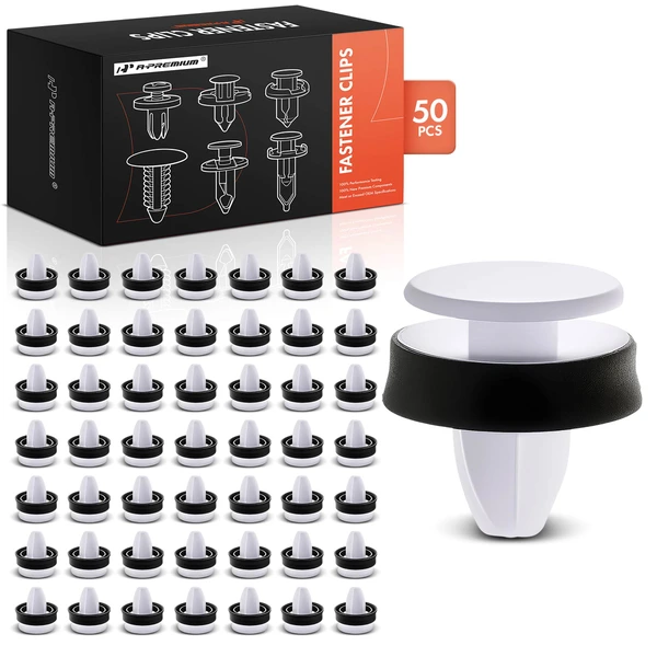 50 Pcs Nylon White Body Side & Wheel Opening Retainer Clips A-Premium APRCF1954