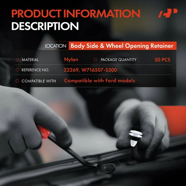 50 Pcs Nylon White Body Side & Wheel Opening Retainer Clips A-Premium APRCF1954