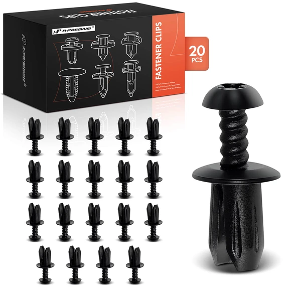 2002-2015 Mini Cooper 20 Pcs 7mm Nylon Black Upper Cover & Spoiler Retainer A-Premium APRCF1997