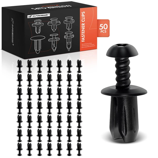 2002-2015 Mini Cooper 50 Pcs 7mm Nylon Black Upper Cover & Spoiler Retainer A-Premium APRCF1999