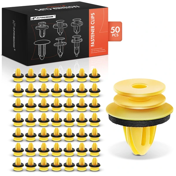 50 Pcs Nylon Yellow Door Trim Panel Retainer A-Premium APRCF2002