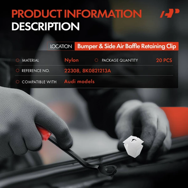 20 Pcs Nylon Natural Bumper & Side Air Baffle Retaining Clip A-Premium APRCF2006