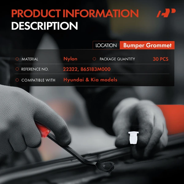 30 Pcs Nylon White Bumper Grommet A-Premium APRCF2025