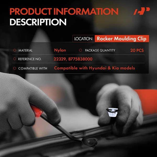 20 Pcs Nylon White Rocker Molding Clip A-Premium APRCF2033