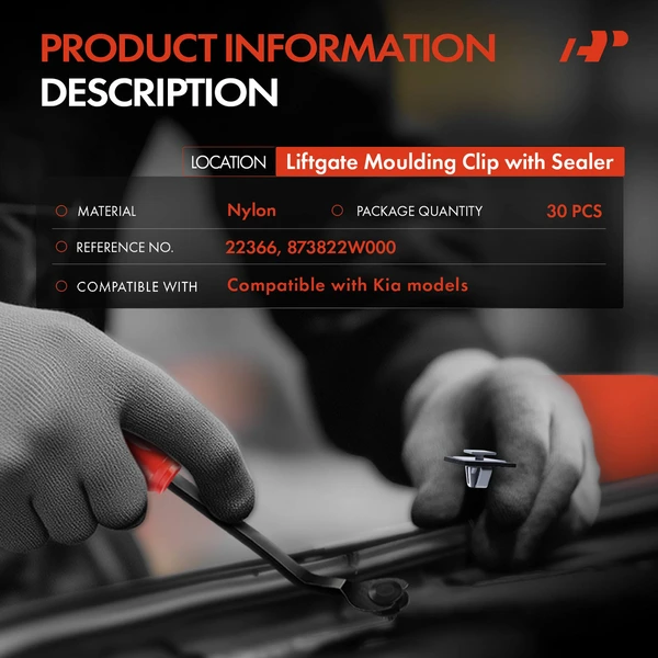 30 Pcs Nylon Gray Liftgate Molding Clip with Sealer A-Premium APRCF2055