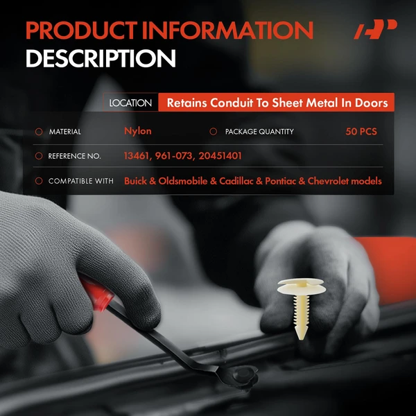 50 Pcs Nylon White Retains Conduit To Sheet Metal In Doors A-Premium APRCF2575