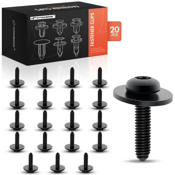 20 Pcs Metal Black Front Bumper Screw A-Premium APRCF009
