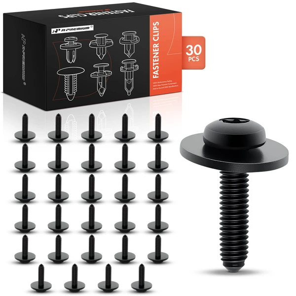 30 Pcs Metal Black Front Bumper Screw A-Premium APRCF010