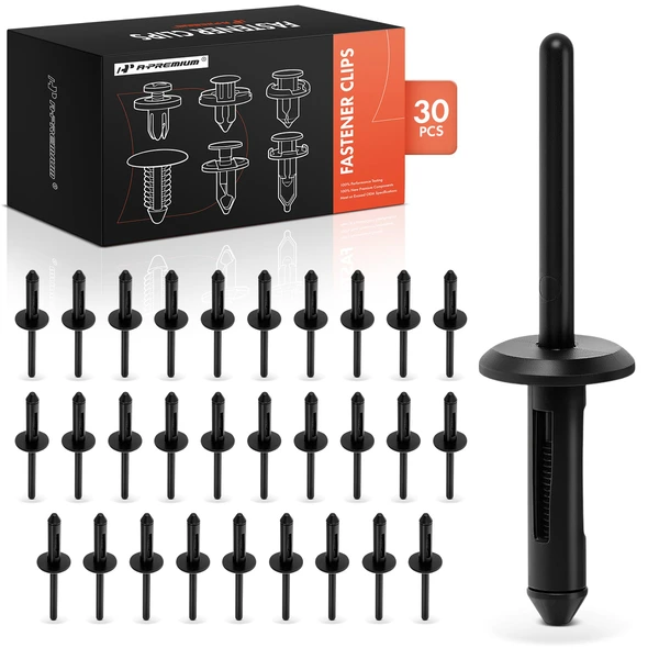 2010-2015 Chevrolet Camaro 30 Pcs Nylon Black Blind Rivet Retainer Clip A-Premium APRCF2607