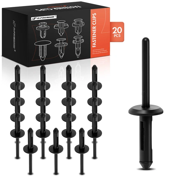 20 Pcs Nylon Black Blind Rivet Retainer Clip A-Premium APRCF2625