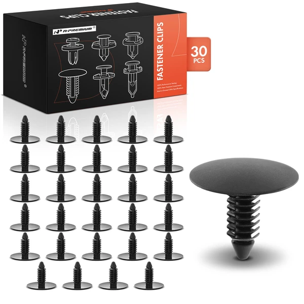 2013-2016 Dodge Dart 30 Pcs 6.3mm Nylon Black Fender Apron & Hood Insulator Retainer A-Premium APRCF2635