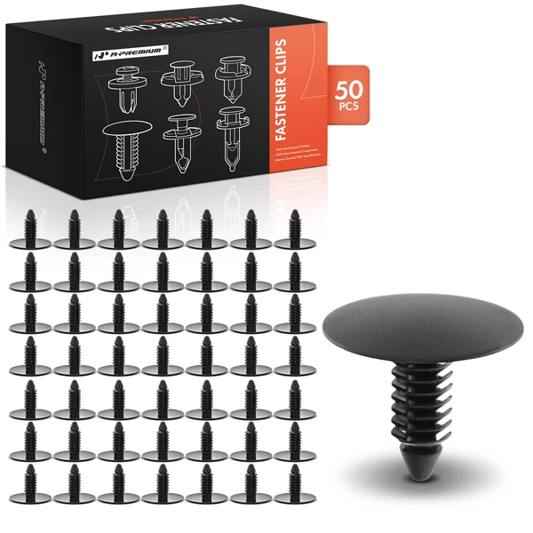 2013-2016 Dodge Dart 50 Pcs 6.3mm Nylon Black Fender Apron & Hood Insulator Retainer A-Premium APRCF2636