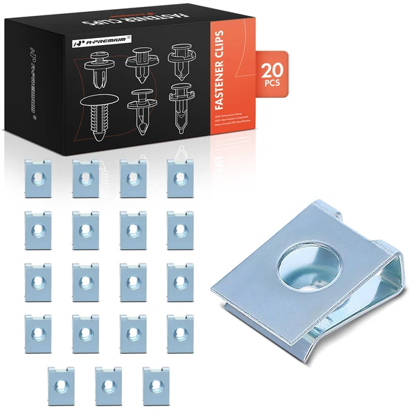 20 Pcs Metal Silver U-Nut A-Premium APRCF2558