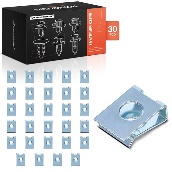 30 Pcs Metal Silver U-Nut A-Premium APRCF2559