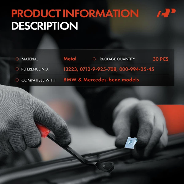 30 Pcs Metal Silver U-Nut A-Premium APRCF2559