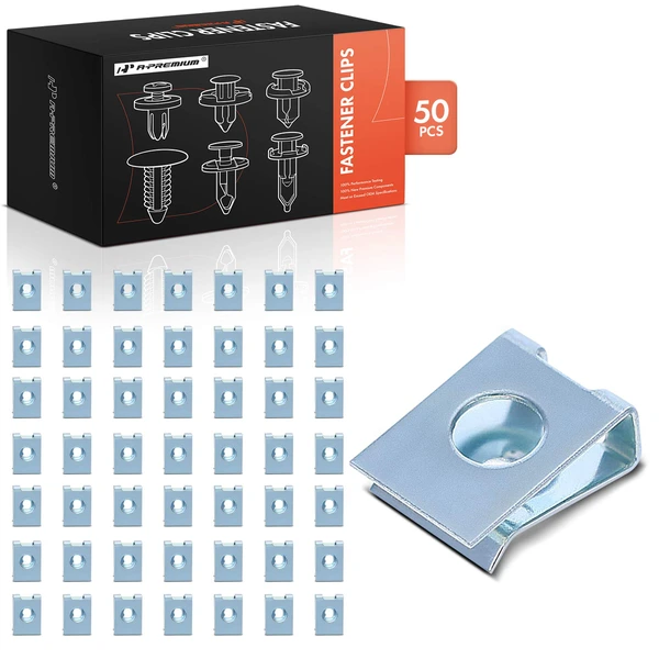 50 Pcs Metal Silver U-Nut A-Premium APRCF2560