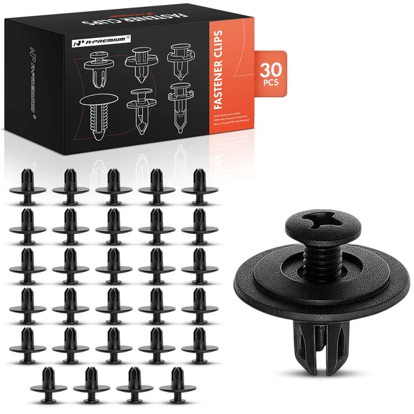 1992-2000 Honda Civic 30 Pcs 6mm Nylon Black Push Type Retainer Clip A-Premium APRCF2881