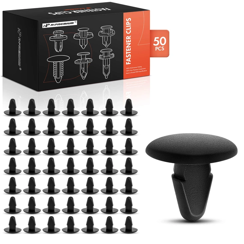 50 Pcs Nylon Black Roof Heading & Silencer Hood Pad Retainer Clip A-Premium APRCF2894