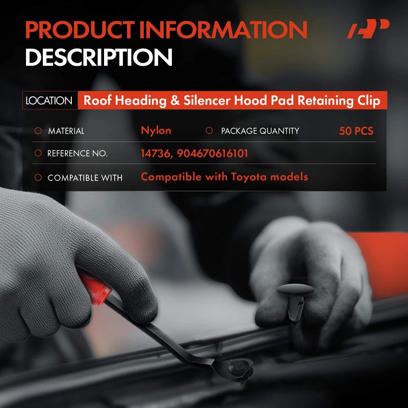 50 Pcs Nylon Black Roof Heading & Silencer Hood Pad Retainer Clip A-Premium APRCF2894