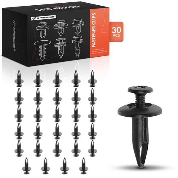 30 Pcs 6.35mm Nylon Black Radiator Shroud & Trim Retainer A-Premium APRCF2911