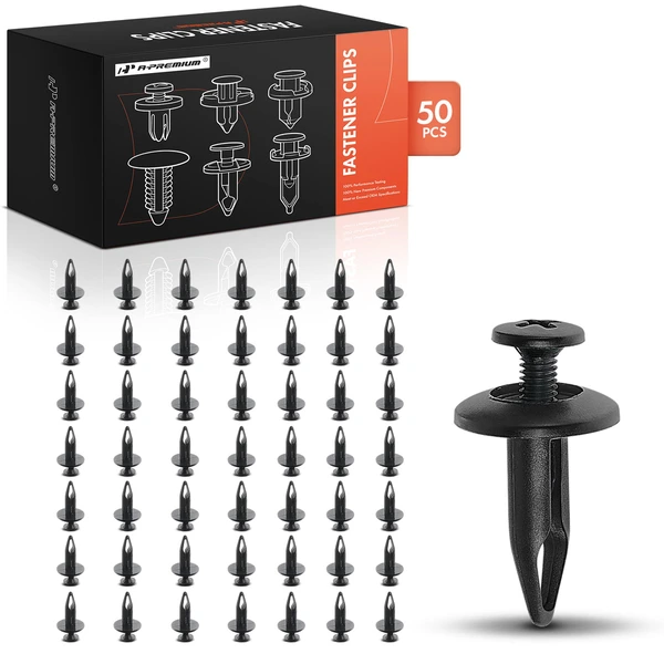 50 Pcs 6.35mm Nylon Black Radiator Shroud & Trim Retainer A-Premium APRCF2912
