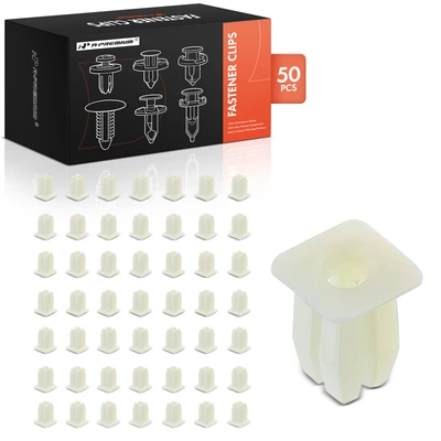 50 Pcs 6.35mm White Nylon Fender Bumper Retainer Clip