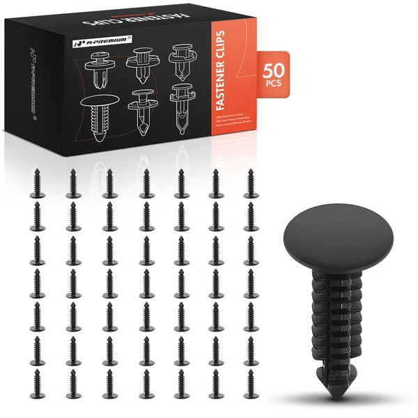 1986-2005 2008-2009 Mercury Sable 50 Pcs 6.35mm Nylon Black Engine Mount Heat Shield Retainer A-Premium APRCF2921