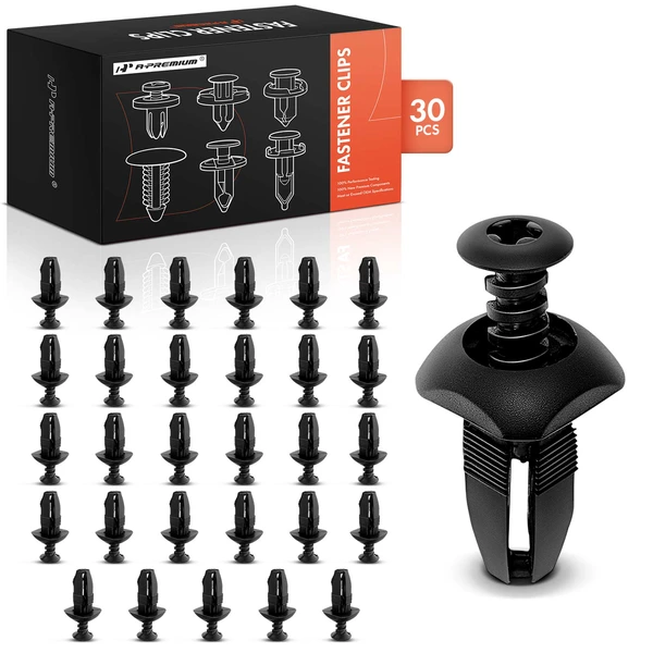 1985-1987 Mercury Lynx 30 Pcs 6.35mm Nylon Black Fascia & Trim & Grille Retainer A-Premium APRCF2935